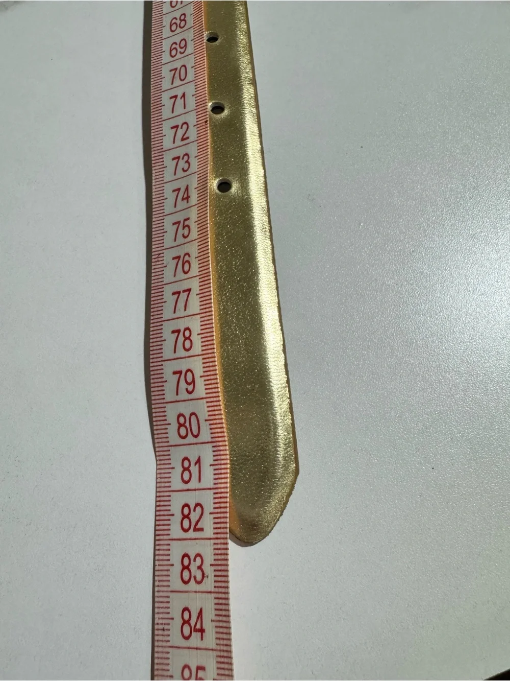 Vintage Gold Metallic Genuine Leather Belt Statement Buckle Size S